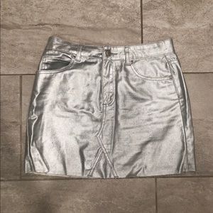 Metallic silver skirt